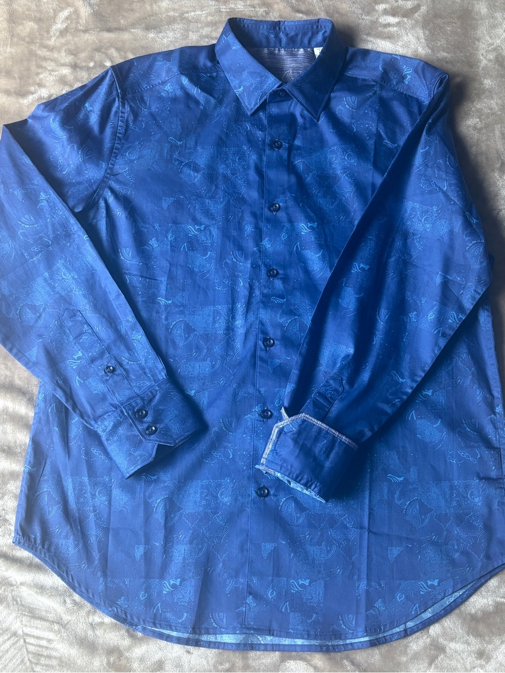 NWOT Robert Graham Long-Sleeve Dress Shirt in Royal Blue